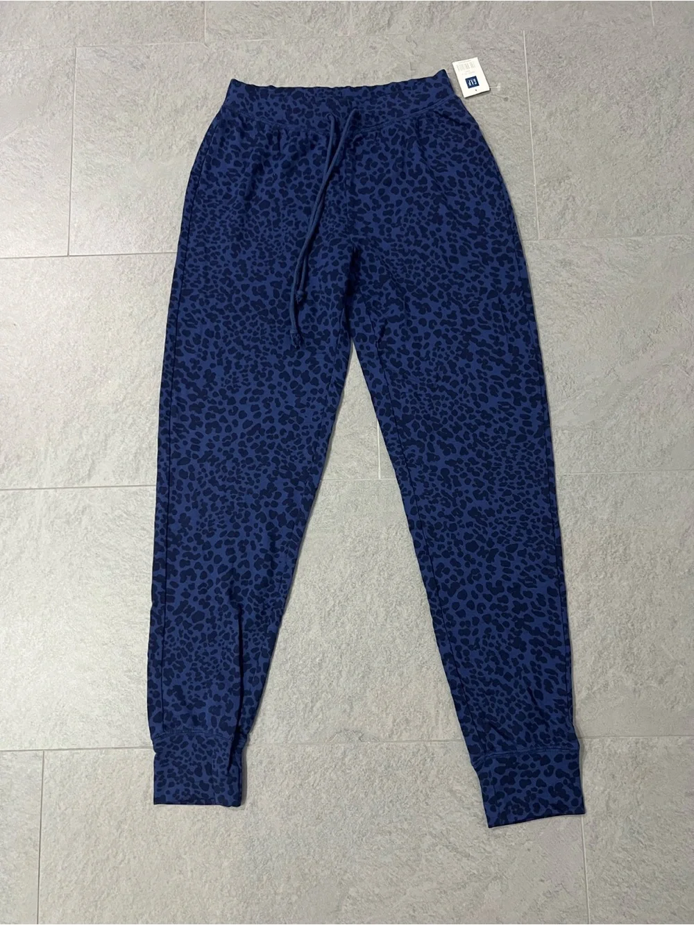 NWT Love by Gap Lounge Pajama Pant Jogger Bottoms in Blue Leopard Print